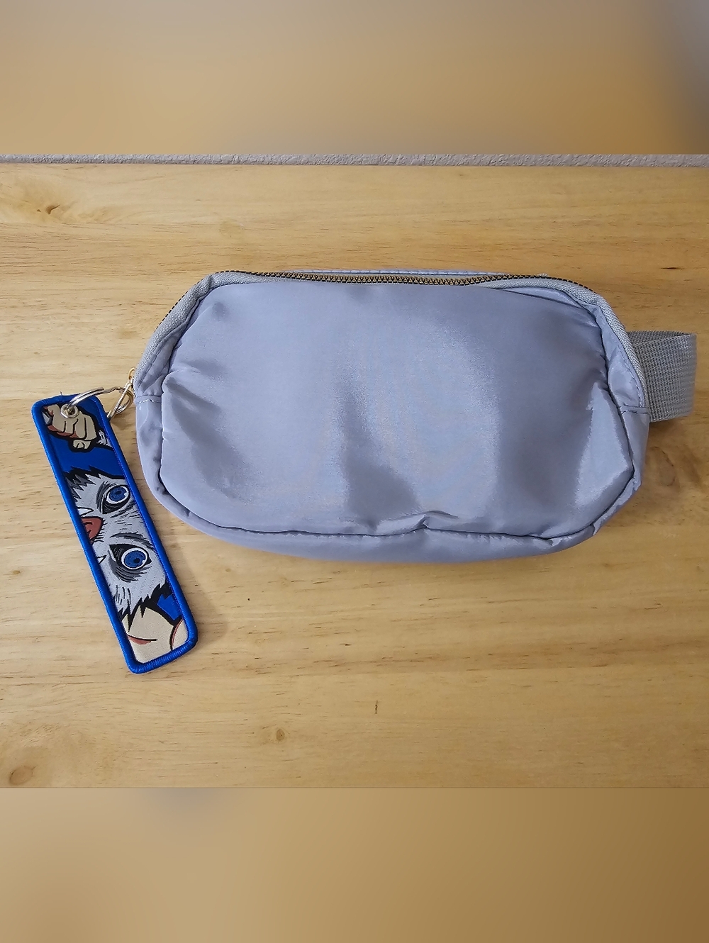 Gray Sling Bag with Keychain